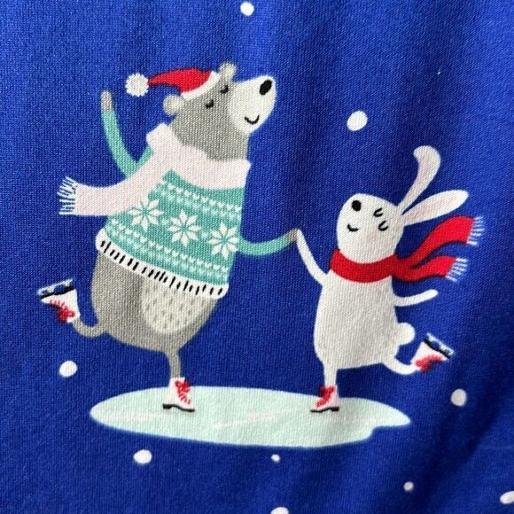 Secret Treasures winter fun print on blue soft pajama top XL - Picture 5 of 11